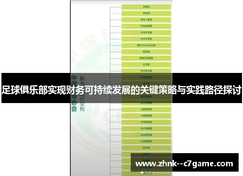 足球俱乐部实现财务可持续发展的关键策略与实践路径探讨 足球俱乐部实现财务可持续发展的关键策略与实践路径探讨